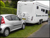 Motorhome towing a car